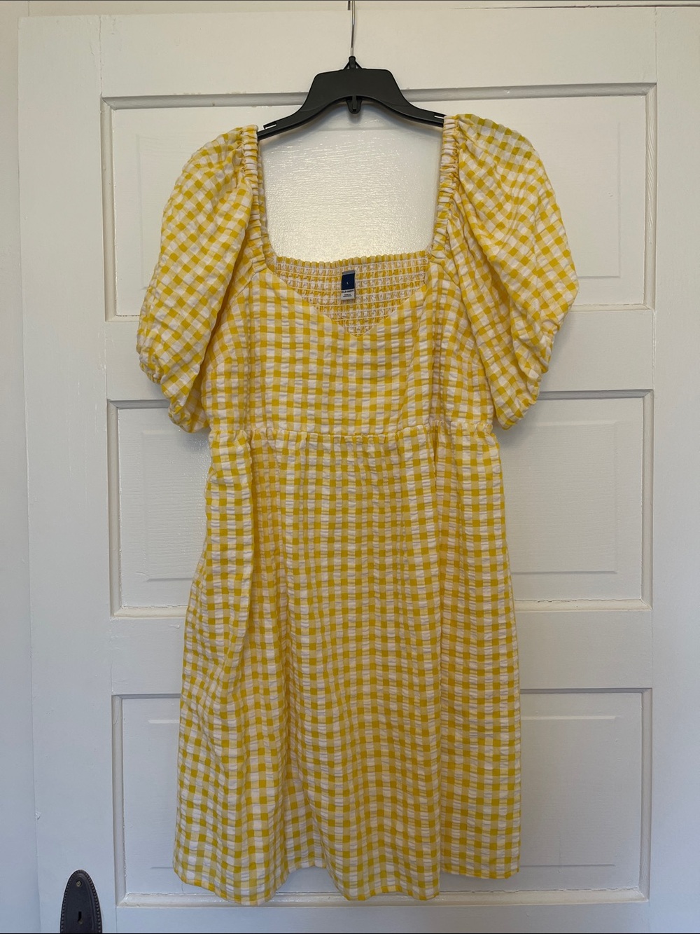 Yellow Gingham Puff-Sleeve Sundress Old Navy Size L